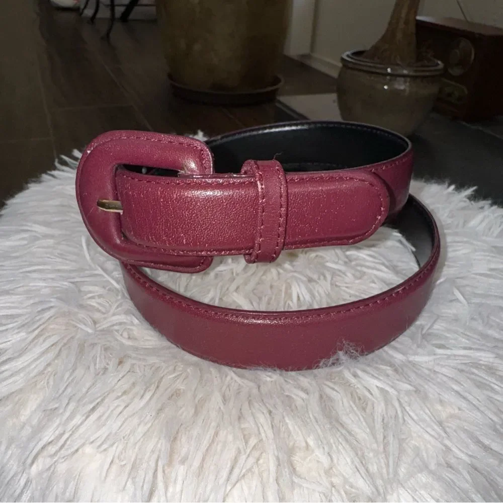 Karen Scott Genuine Leather Belt – Plum Purple – Size M 💜